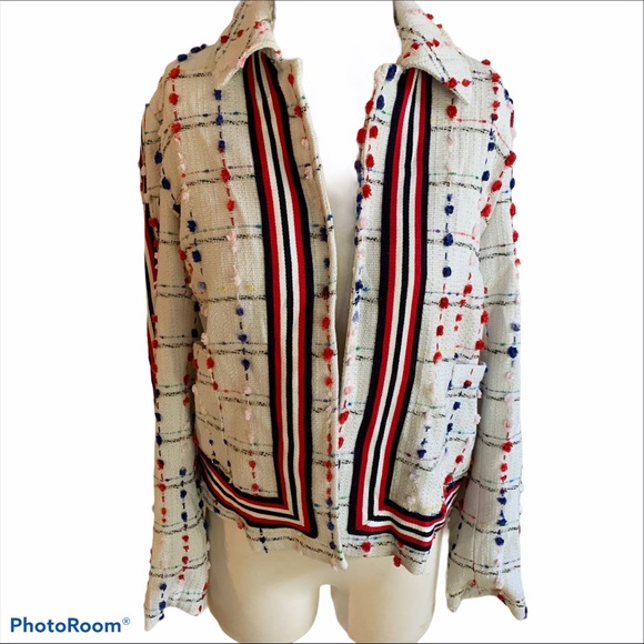 Dolce Cabo Jackets & Blazers - Dolce Cabo colorful striped blazer pom pom Small